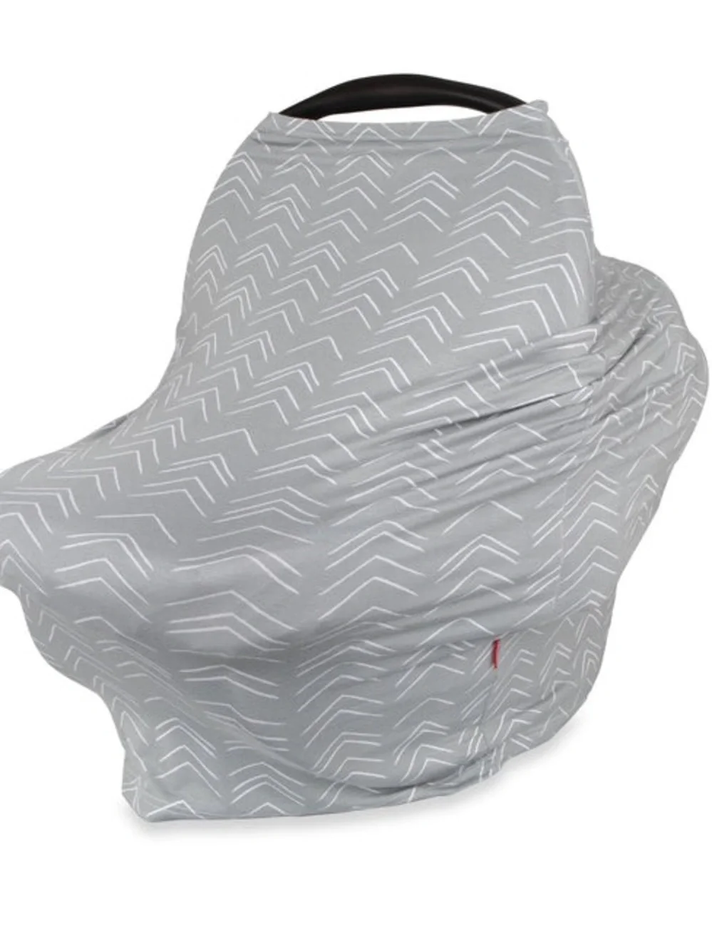 Gray Chevron Travel Car Seat Cover - Stretchy Nursing & Infant Cover